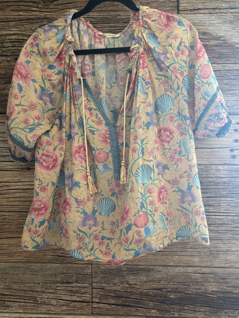 Spell & the Gypsy Seashell Short Sleeve Blouse in Opal